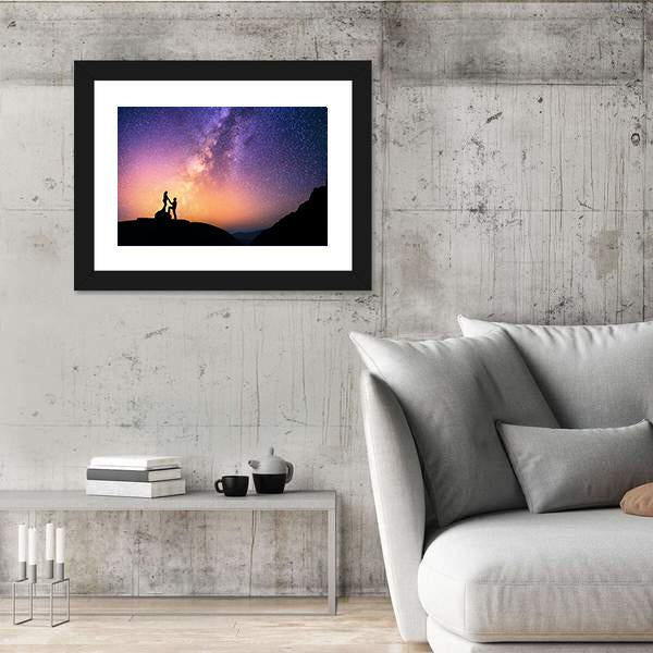 Romantic Couple Holding Hands In The Mountains Canvas Wall Art-3 Horizontal-Gallery Wrap-25" x 16"-Tiaracle