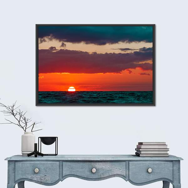 Romantic Sunset Over Baltic Sea Canvas Wall Art-1 Piece-Floating Frame-24" x 16"-Tiaracle