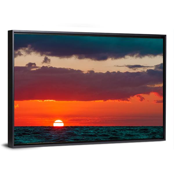 Romantic Sunset Over Baltic Sea Canvas Wall Art-3 Horizontal-Gallery Wrap-25" x 16"-Tiaracle
