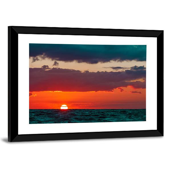 Romantic Sunset Over Baltic Sea Canvas Wall Art-3 Horizontal-Gallery Wrap-25" x 16"-Tiaracle