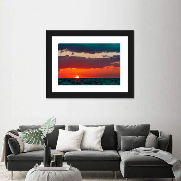 Romantic Sunset Over Baltic Sea Canvas Wall Art-3 Horizontal-Gallery Wrap-25" x 16"-Tiaracle