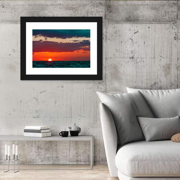 Romantic Sunset Over Baltic Sea Canvas Wall Art-3 Horizontal-Gallery Wrap-25" x 16"-Tiaracle