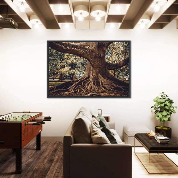 Root Of The Tree In The Forest Canvas Wall Art-3 Horizontal-Gallery Wrap-25" x 16"-Tiaracle