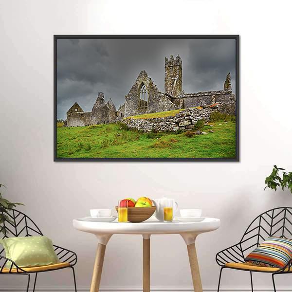 Ross Friary In Summer Canvas Wall Art-1 Piece-Floating Frame-24" x 16"-Tiaracle