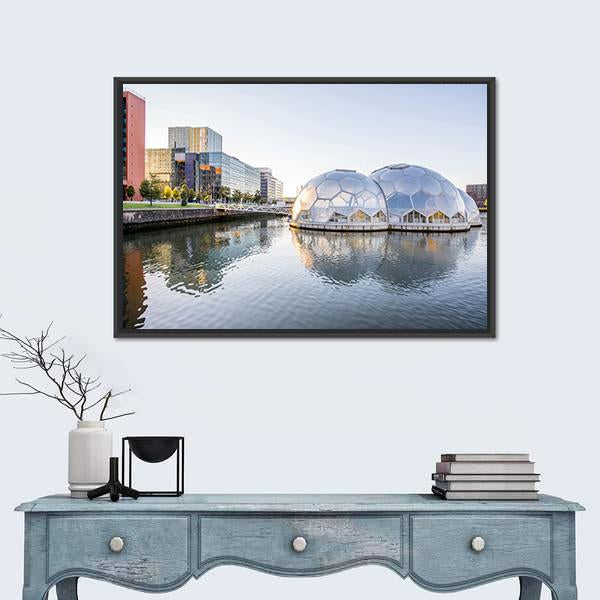 Rotterdam City In Netherlands Canvas Wall Art-1 Piece-Floating Frame-24" x 16"-Tiaracle