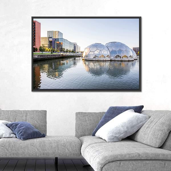 Rotterdam City In Netherlands Canvas Wall Art-3 Horizontal-Gallery Wrap-25" x 16"-Tiaracle
