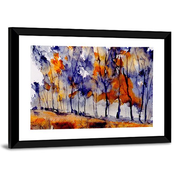 Rough Watercolor Painting Of Trees Canvas Wall Art-3 Horizontal-Gallery Wrap-25" x 16"-Tiaracle