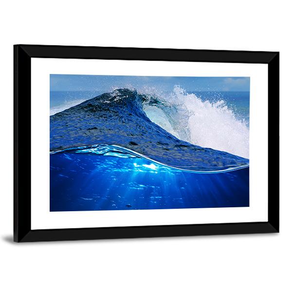 Rough White Blue Ocean Wave Canvas Wall Art-5 Horizontal-Gallery Wrap-22" x 12"-Tiaracle