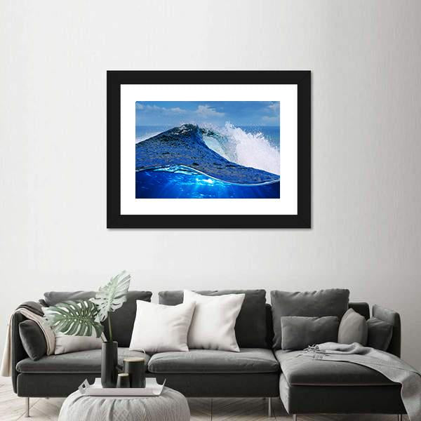 Rough White Blue Ocean Wave Canvas Wall Art-5 Horizontal-Gallery Wrap-22" x 12"-Tiaracle