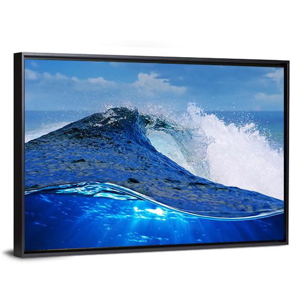Rough White Blue Ocean Wave Canvas Wall Art-5 Horizontal-Gallery Wrap-22" x 12"-Tiaracle