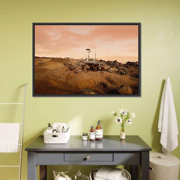 Rover In Mars Canvas Wall Art-1 Piece-Floating Frame-24" x 16"-Tiaracle