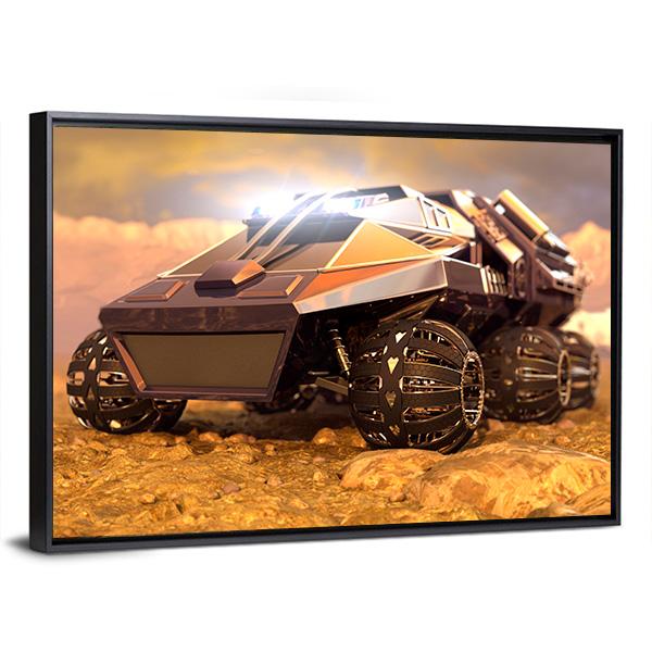 Rover On Mars Canvas Wall Art-1 Piece-Floating Frame-24" x 16"-Tiaracle