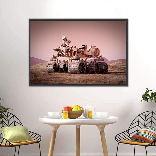 Rover On Planet Mars Canvas Wall Art-1 Piece-Floating Frame-24" x 16"-Tiaracle