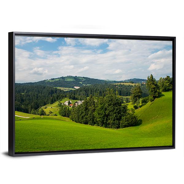 Rovte Village In Slovenia Canvas Wall Art-3 Horizontal-Gallery Wrap-25" x 16"-Tiaracle