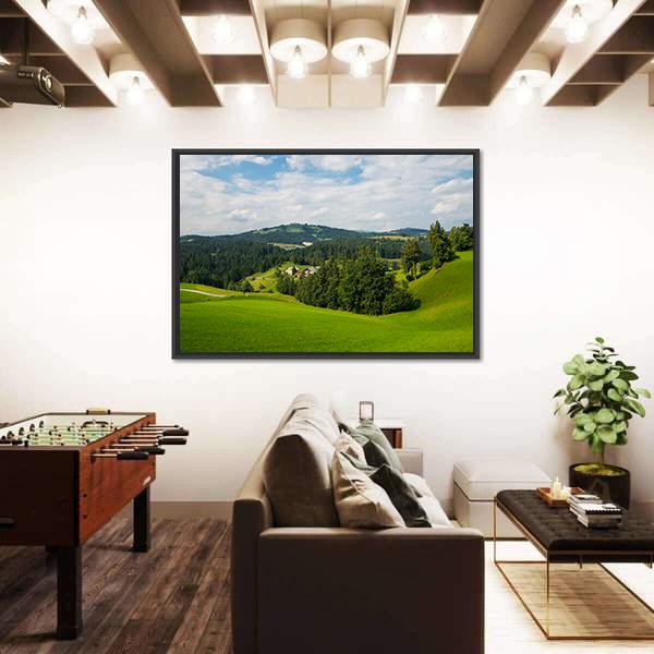 Rovte Village In Slovenia Canvas Wall Art-3 Horizontal-Gallery Wrap-25" x 16"-Tiaracle