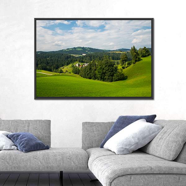 Rovte Village In Slovenia Canvas Wall Art-3 Horizontal-Gallery Wrap-25" x 16"-Tiaracle