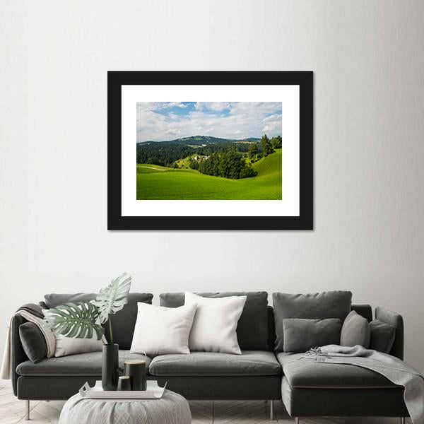 Rovte Village In Slovenia Canvas Wall Art-3 Horizontal-Gallery Wrap-25" x 16"-Tiaracle