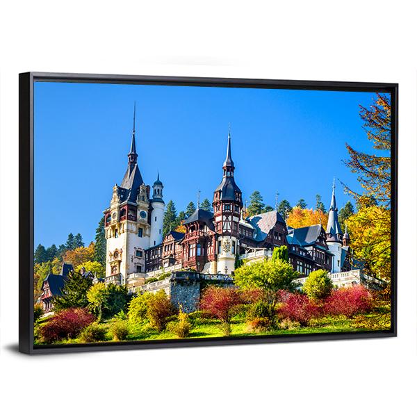 Royal Castle In Romania Canvas Wall Art-3 Horizontal-Gallery Wrap-25" x 16"-Tiaracle