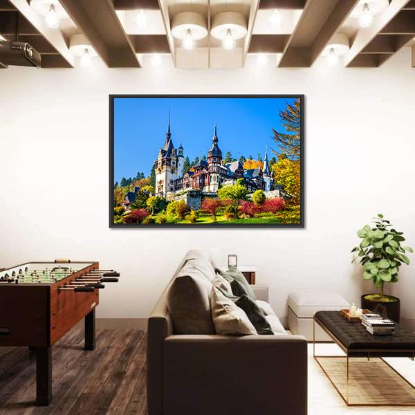 Royal Castle In Romania Canvas Wall Art-3 Horizontal-Gallery Wrap-25" x 16"-Tiaracle