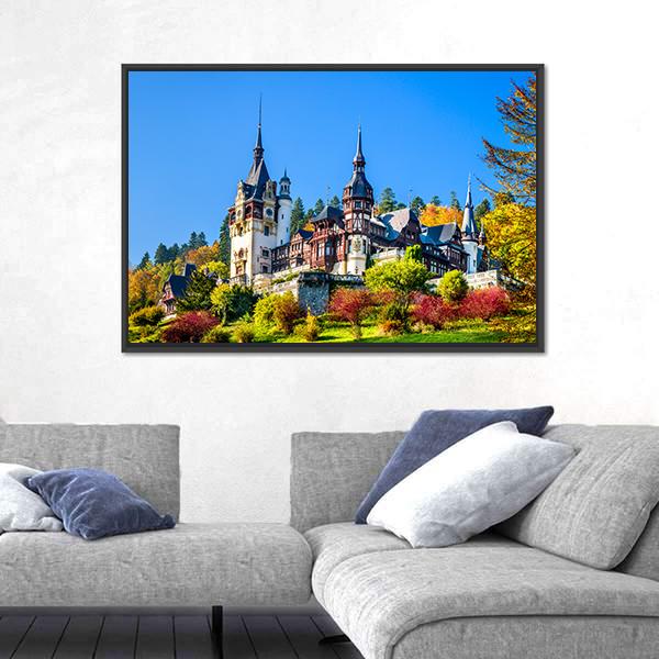 Royal Castle In Romania Canvas Wall Art-3 Horizontal-Gallery Wrap-25" x 16"-Tiaracle