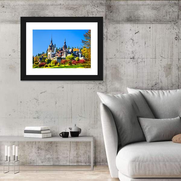 Royal Castle In Romania Canvas Wall Art-3 Horizontal-Gallery Wrap-25" x 16"-Tiaracle