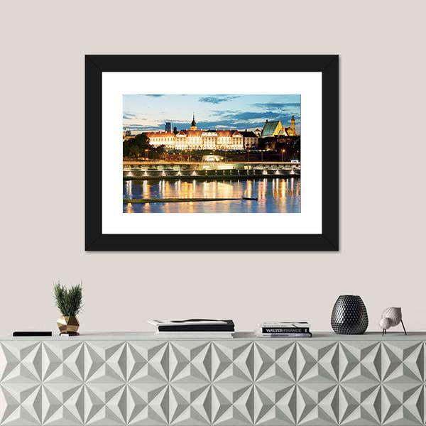 Royal Castle Over The Vistula River In Warsaw Canvas Wall Art-1 Piece-Framed Print-20" x 16"-Tiaracle