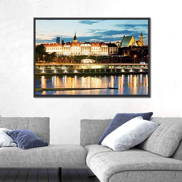 Royal Castle Over The Vistula River In Warsaw Canvas Wall Art-3 Horizontal-Gallery Wrap-25" x 16"-Tiaracle