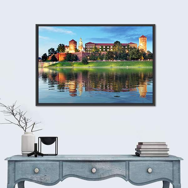 Royal Castle Wawel At Night Canvas Wall Art-5 Horizontal-Gallery Wrap-22" x 12"-Tiaracle