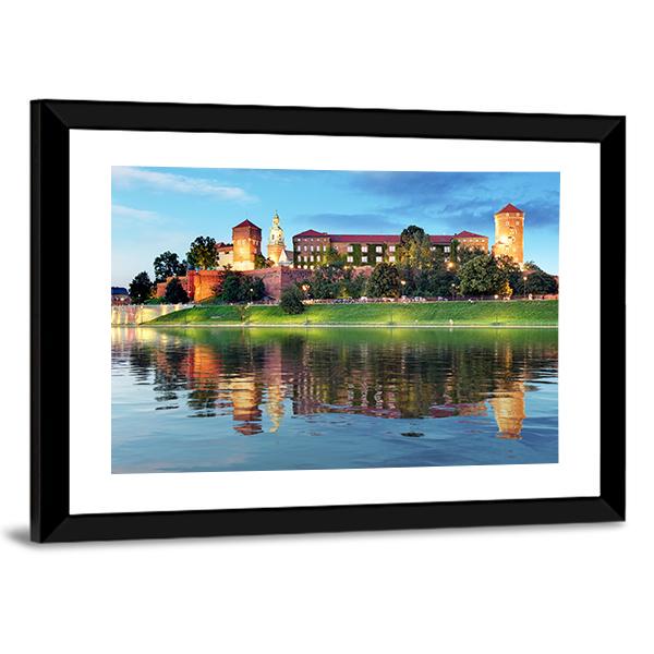 Royal Castle Wawel At Night Canvas Wall Art-5 Horizontal-Gallery Wrap-22" x 12"-Tiaracle