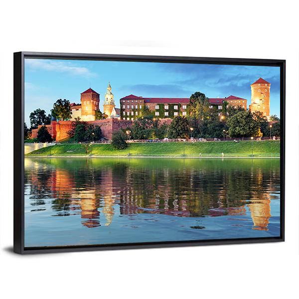 Royal Castle Wawel At Night Canvas Wall Art-5 Horizontal-Gallery Wrap-22" x 12"-Tiaracle