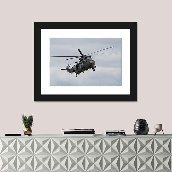 Royal Navy Sea King Helicopter Canvas Wall Art-1 Piece-Framed Print-20" x 16"-Tiaracle