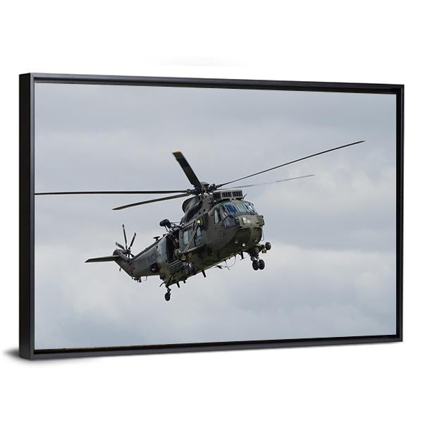 Royal Navy Sea King Helicopter Canvas Wall Art-3 Horizontal-Gallery Wrap-25" x 16"-Tiaracle