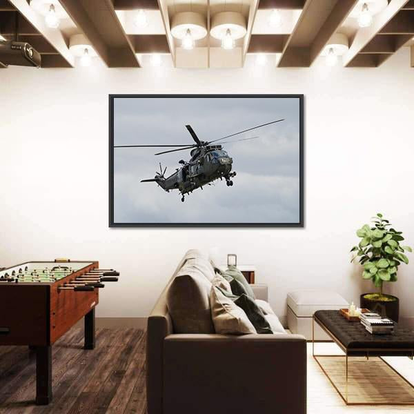 Royal Navy Sea King Helicopter Canvas Wall Art-3 Horizontal-Gallery Wrap-25" x 16"-Tiaracle
