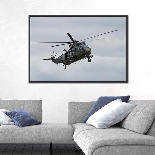 Royal Navy Sea King Helicopter Canvas Wall Art-3 Horizontal-Gallery Wrap-25" x 16"-Tiaracle