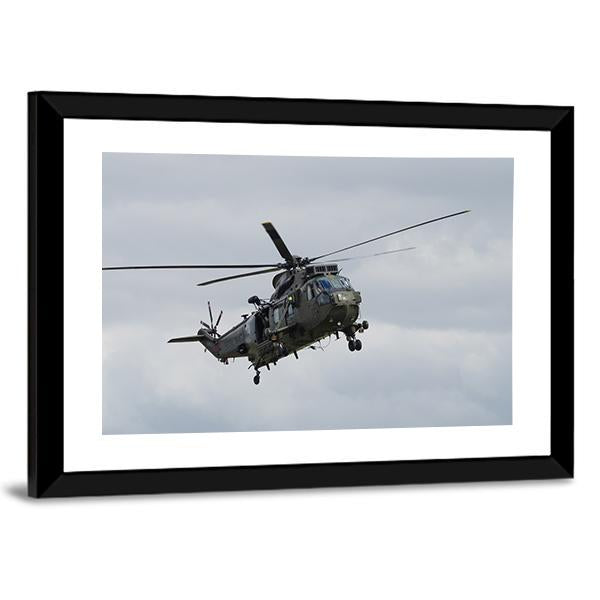 Royal Navy Sea King Helicopter Canvas Wall Art-3 Horizontal-Gallery Wrap-25" x 16"-Tiaracle
