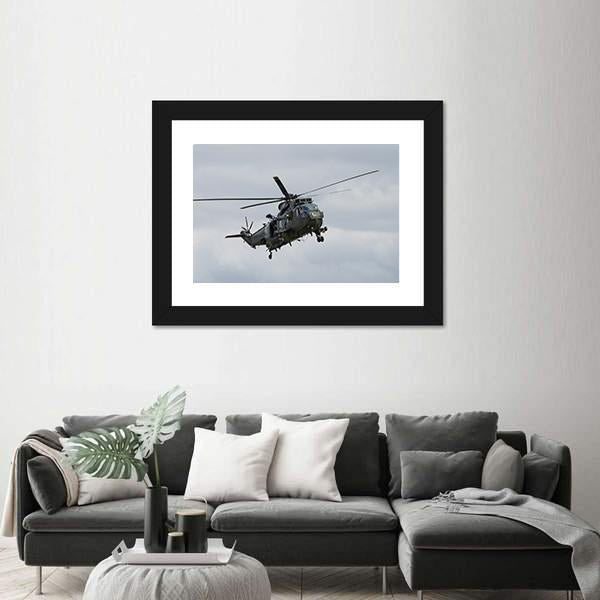 Royal Navy Sea King Helicopter Canvas Wall Art-3 Horizontal-Gallery Wrap-25" x 16"-Tiaracle