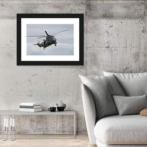Royal Navy Sea King Helicopter Canvas Wall Art-3 Horizontal-Gallery Wrap-25" x 16"-Tiaracle