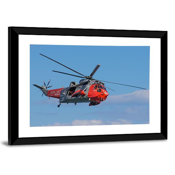 Royal Navy Sea King Search And Rescue Helicopter Canvas Wall Art-3 Horizontal-Gallery Wrap-25" x 16"-Tiaracle