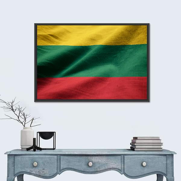 Ruffled Lithuania Flag Canvas Wall Art-1 Piece-Floating Frame-36" x 24"-Tiaracle