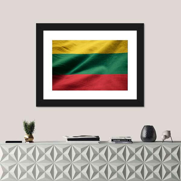 Ruffled Lithuania Flag Canvas Wall Art-1 Piece-Framed Print-36" x 24"-Tiaracle