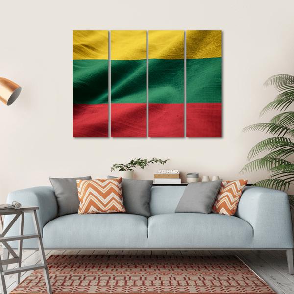 Ruffled Lithuania Flag Canvas Wall Art-4 Horizontal-Gallery Wrap-34" x 24"-Tiaracle