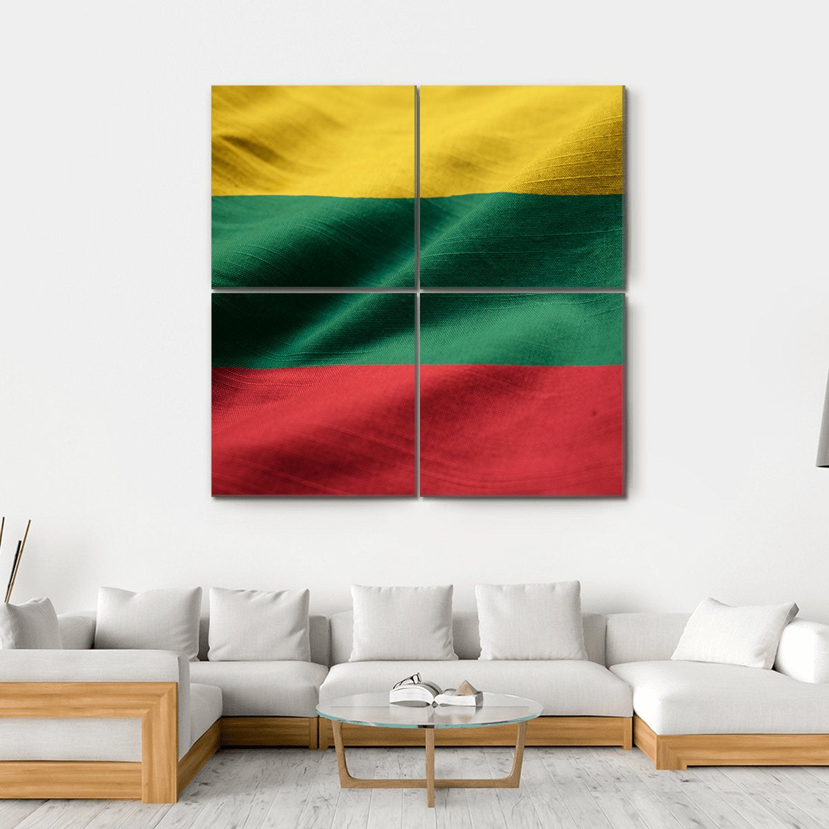 Ruffled Lithuania Flag Canvas Wall Art-4 Square-Gallery Wrap-17" x 17"-Tiaracle