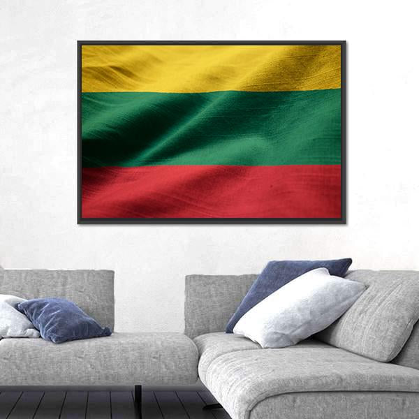 Ruffled Lithuania Flag Canvas Wall Art-5 Horizontal-Gallery Wrap-22" x 12"-Tiaracle
