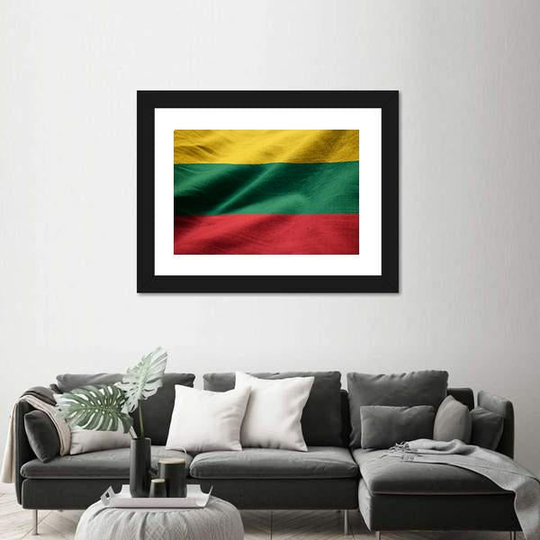 Ruffled Lithuania Flag Canvas Wall Art-3 Horizontal-Gallery Wrap-25" x 16"-Tiaracle