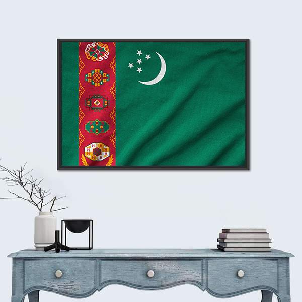 Ruffled Turkmenistan Flag Canvas Wall Art-5 Horizontal-Gallery Wrap-22" x 12"-Tiaracle