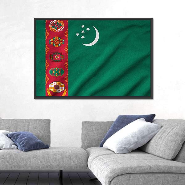 Ruffled Turkmenistan Flag Canvas Wall Art-5 Horizontal-Gallery Wrap-22" x 12"-Tiaracle