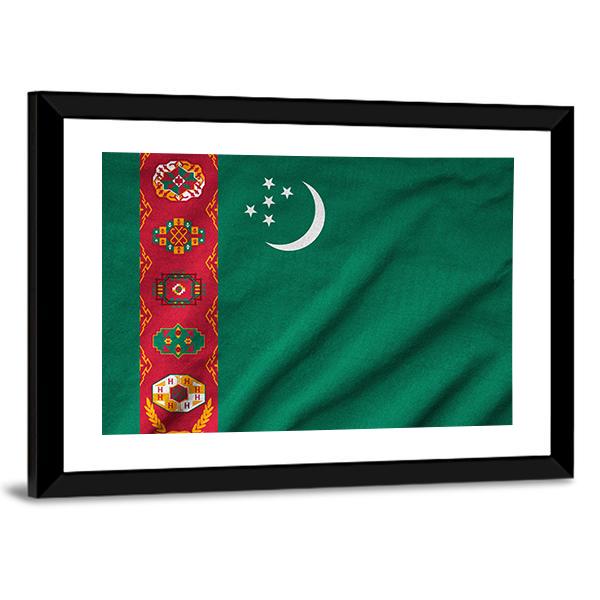 Ruffled Turkmenistan Flag Canvas Wall Art-5 Horizontal-Gallery Wrap-22" x 12"-Tiaracle