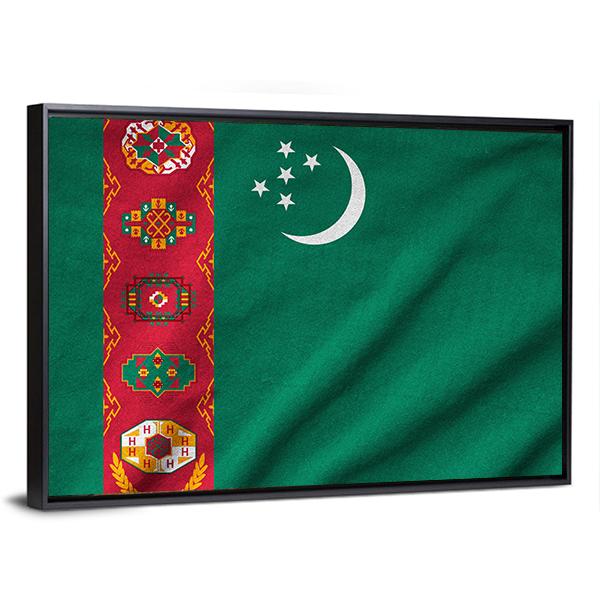Ruffled Turkmenistan Flag Canvas Wall Art-5 Horizontal-Gallery Wrap-22" x 12"-Tiaracle