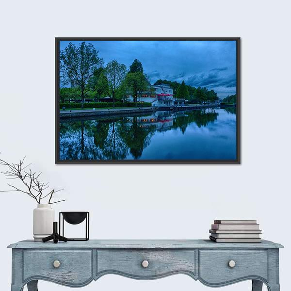 Ruhr Promenade In Muelheim Canvas Wall Art-1 Piece-Floating Frame-24" x 16"-Tiaracle