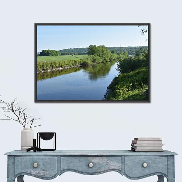 Ruhr River In Essen Germany Canvas Wall Art-1 Piece-Floating Frame-24" x 16"-Tiaracle